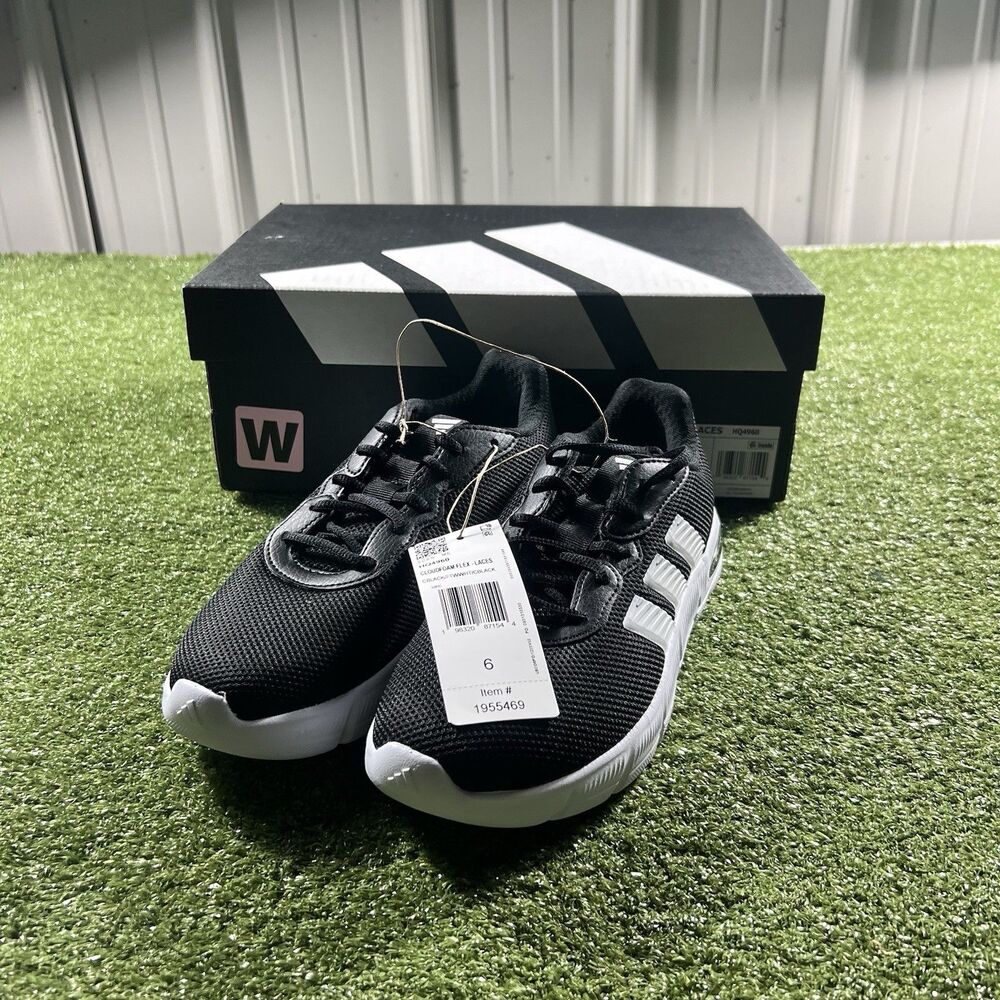 Adidas Cloudfoam Flex Laces Women's Size 6 Black White Shoes New in Box